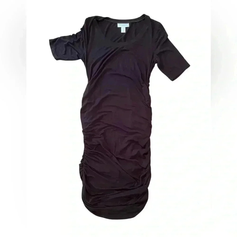 Motherhood‎ Maternity Black Ruched Knee-Length Dress Size Small